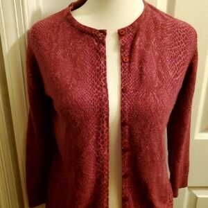 Express Hot Pink  Cardigan Sweater with Delicate Knit Pattern
